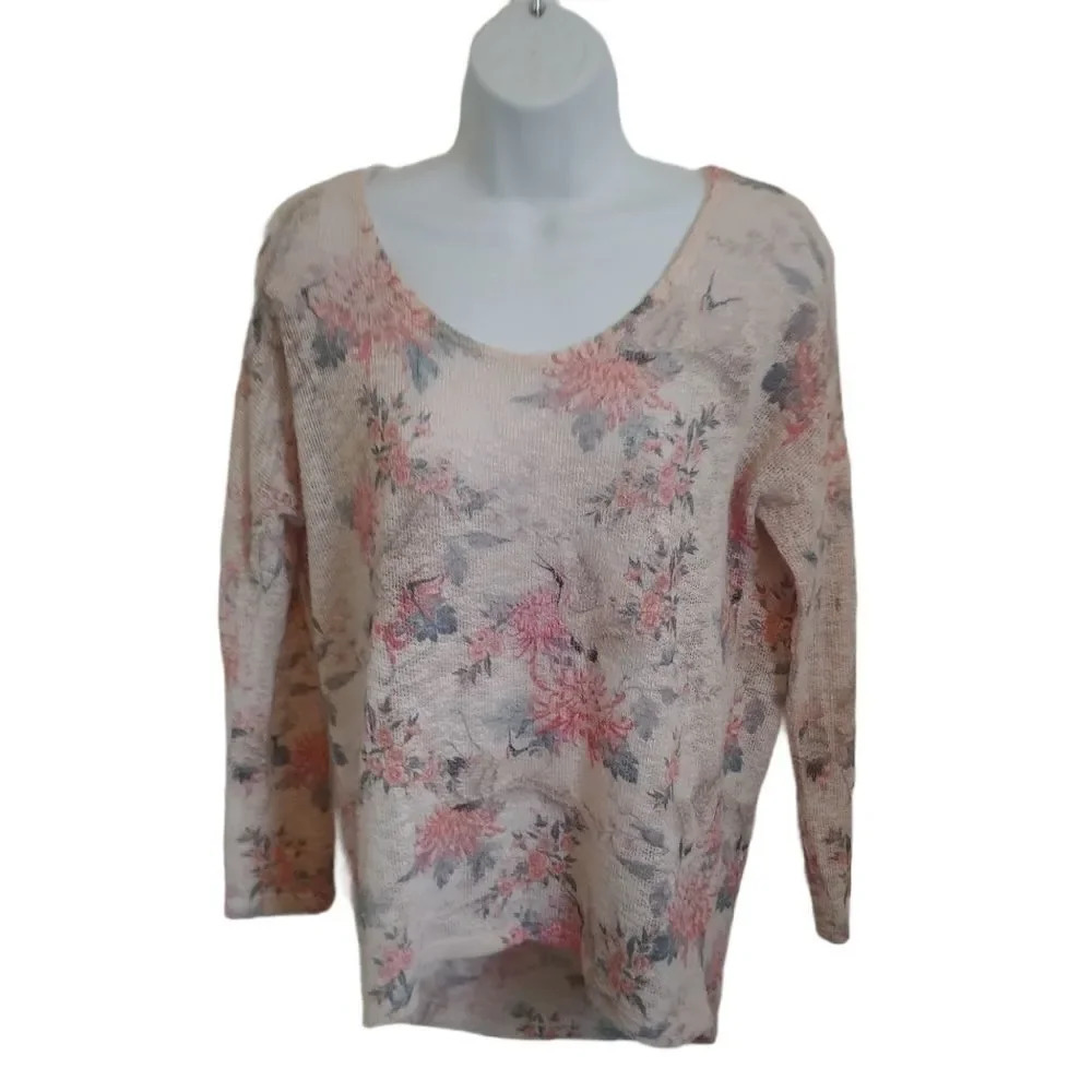 Ginger G Knit High Low Shirt, Floral, M